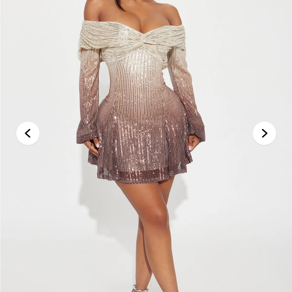 Fashion Nova Off-Shoulder Sequin Dress